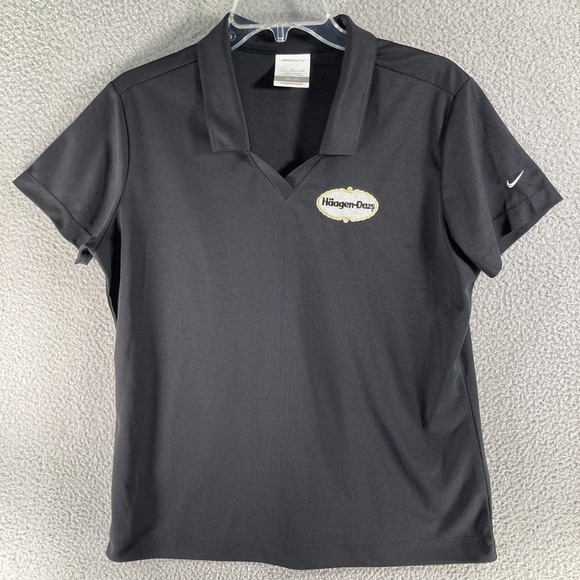 Haagen Dazs Ice Cream Shirt Women's Large‎ Black Nike Golf Dri Fit Short Sleeve - Picture 1 of 13